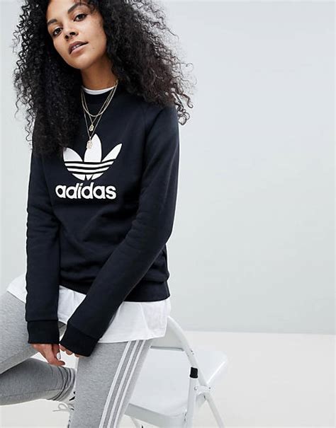 adidas originals schwarzes sweatshirt mit dreiblattlogo|adidas originals pink sweatshirts.